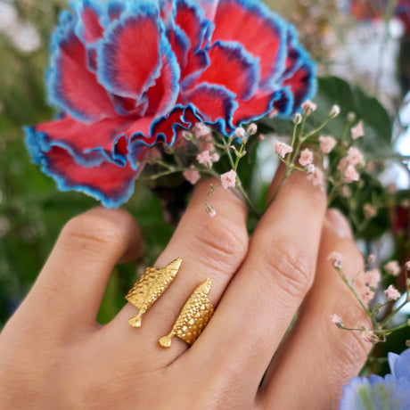deux poissons ring/ gold