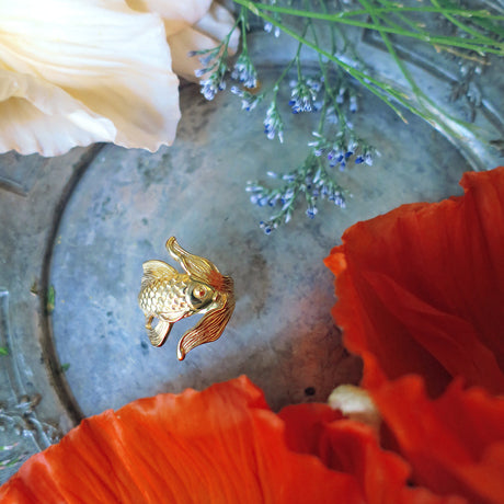 bague poisson rouge/or