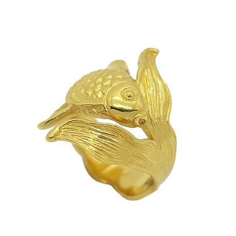 bague poisson rouge/or