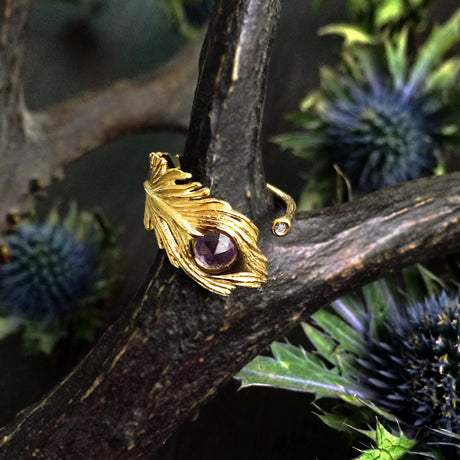 Peacock feather ring/ gold