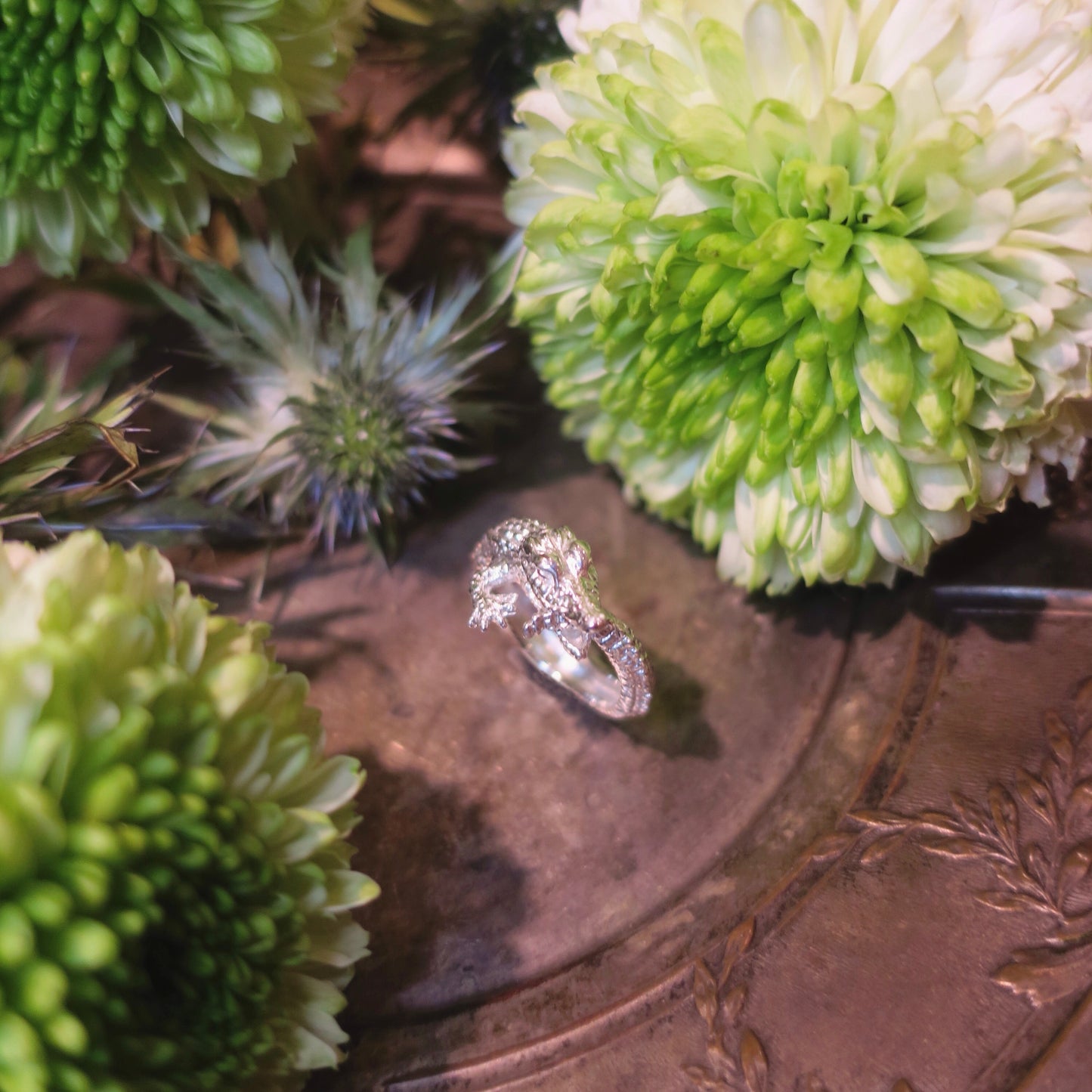 Crocodile ring/ silver