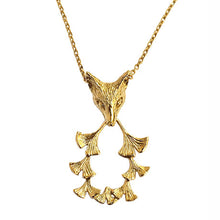Load image into Gallery viewer, fox &amp; ginkgos necklace/ gold
