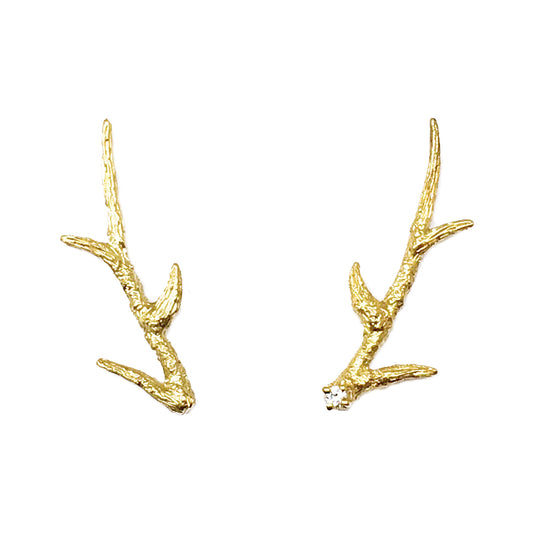 " twigs " piercings with 1 w. sapphire/ gold