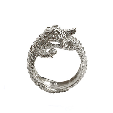 Crocodile ring/ silver