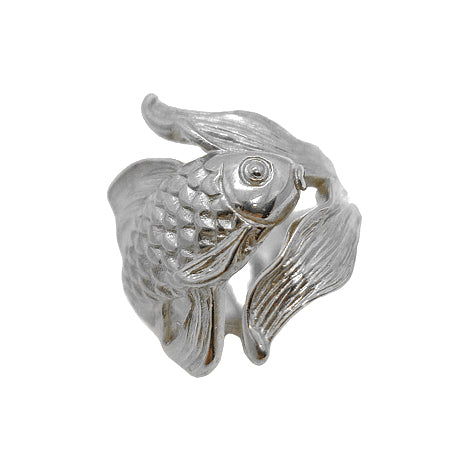 bague poisson rouge/argent