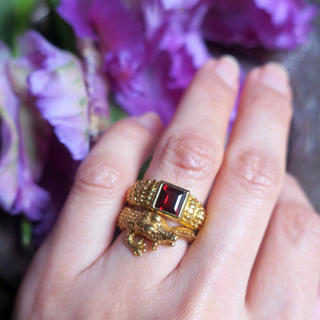 bague grenat/or