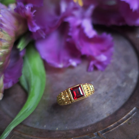 bague grenat/or