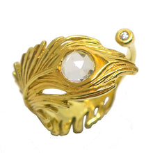 Load image into Gallery viewer, Peacock feather ring/ gold
