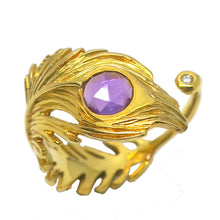 Load image into Gallery viewer, Peacock feather ring/ gold
