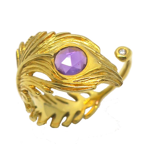 Peacock feather ring/ gold