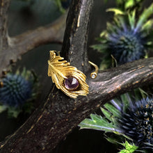 Load image into Gallery viewer, Peacock feather ring/ gold
