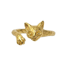 Load image into Gallery viewer, Cat face &amp; hand ring/ gold
