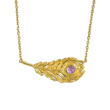 Load image into Gallery viewer, &quot;Majestic&quot; peacock feather necklace/ gold
