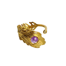 Load image into Gallery viewer, Peacock feather ring/ gold
